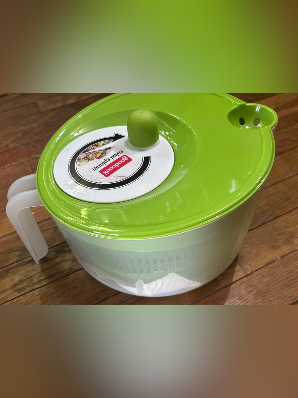 Foodcook Lime Green Salad Spinner with Handle